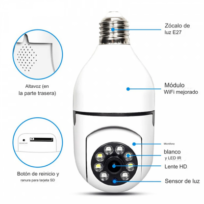 Camara vigilancia Ip IPC-E27 Bombillo 360º Robotica Wifi Vision Nocturna